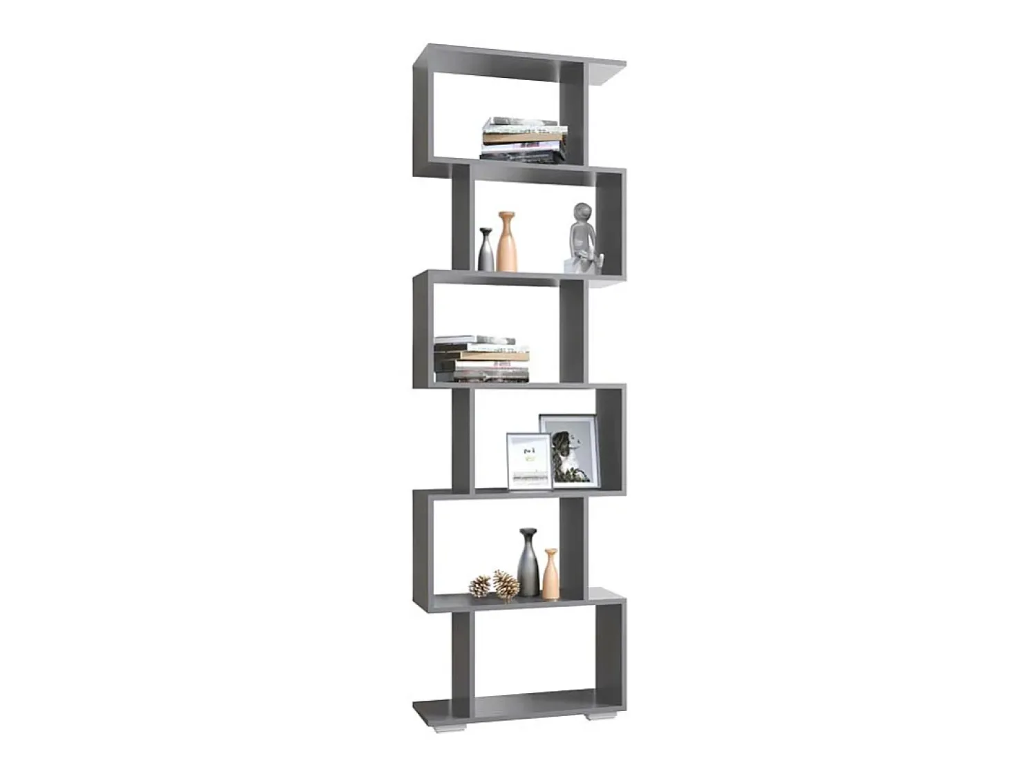 Best VCM Wood Room Divider Stand Shelf Bookshelf Decoração Livros 6 compartimentos Stand Shelf Palusa L (Anthracite) Multicor