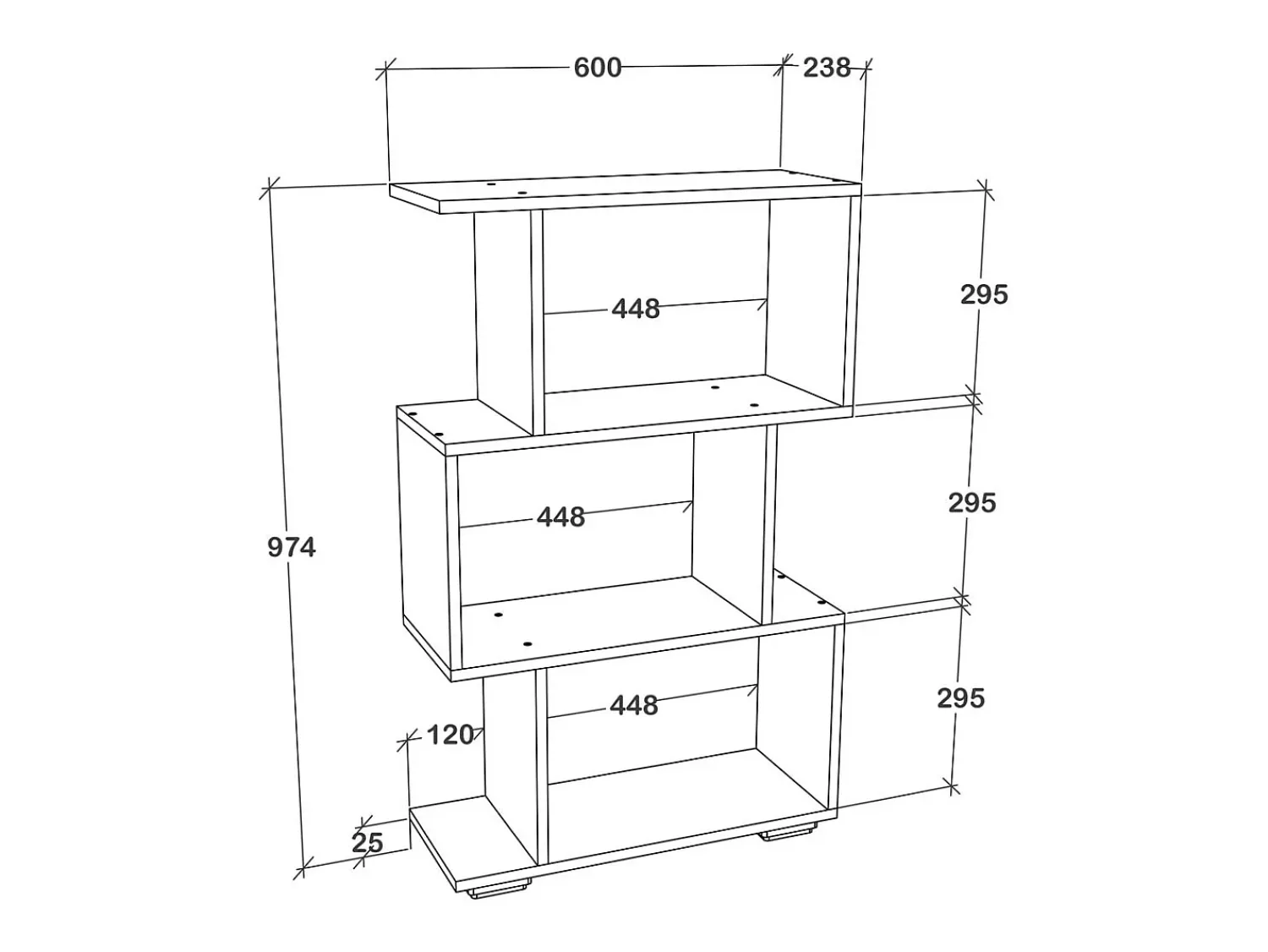 VCM Wood Room Divider Stand Shelf Bookshelf Decoração Livros Stand Shelf Palusa M (Anthracite)^ Prateleira