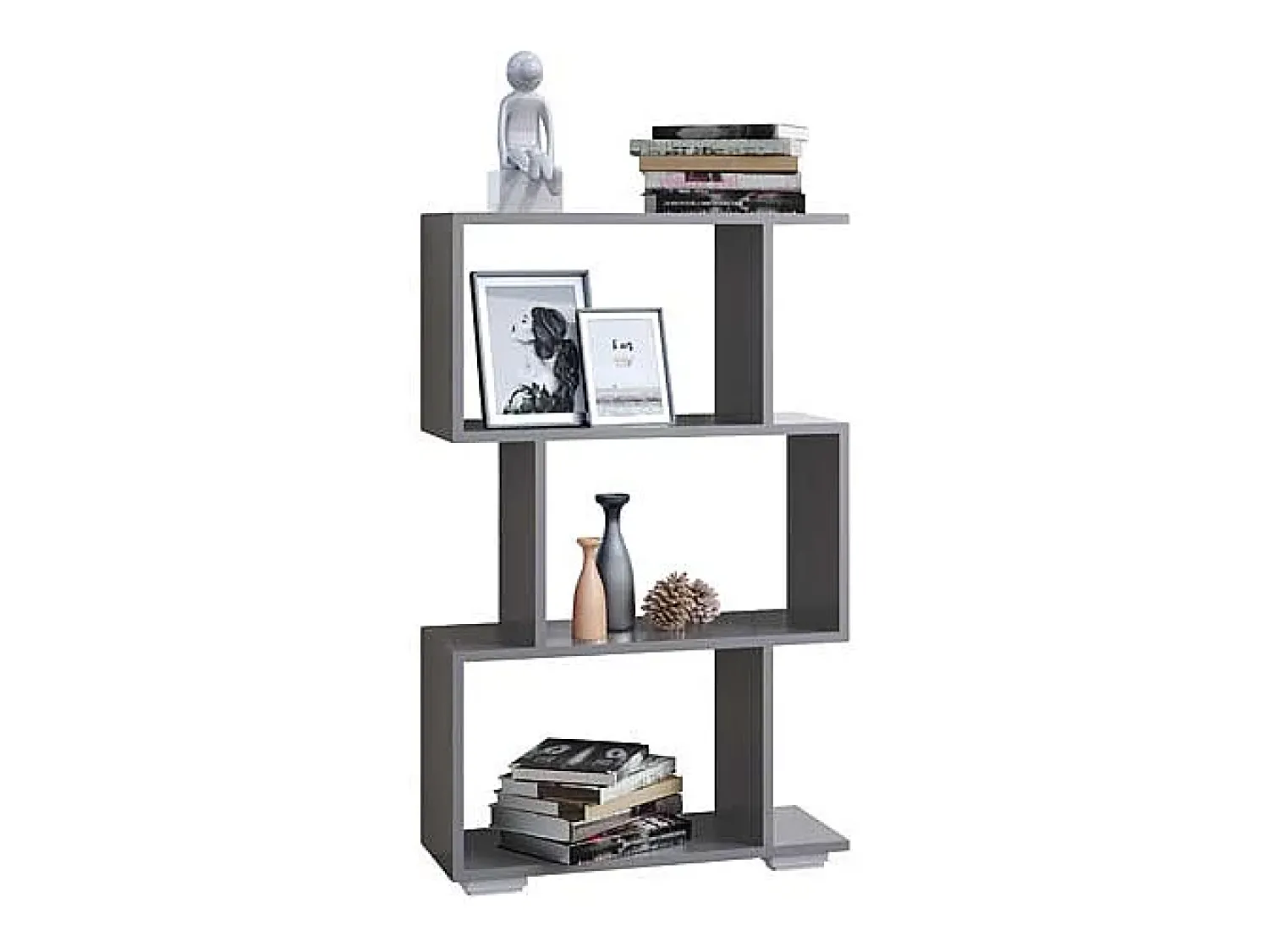 VCM Wood Room Divider Stand Shelf Bookshelf Decoração Livros Stand Shelf Palusa M (Anthracite)^ Prateleira