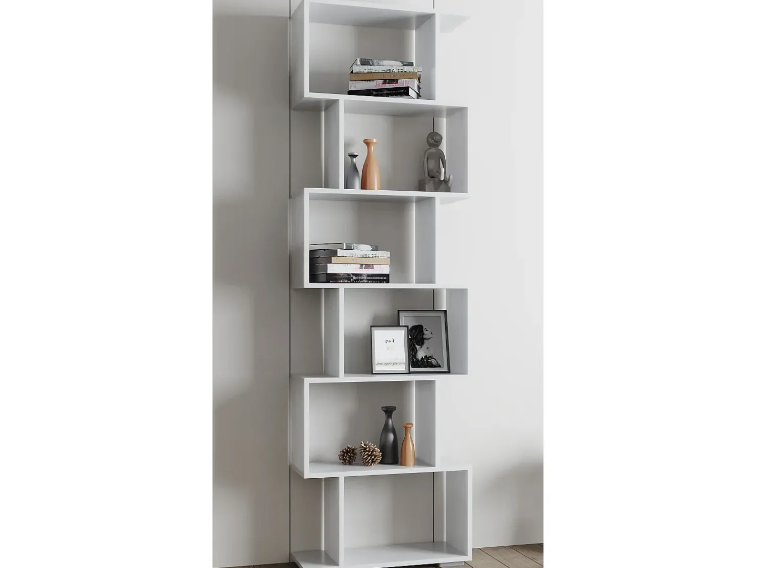 Prateleira|VCM Wood Room Divider Stand Shelf Bookshelf Decoração Livros 6 compartimentos Stand Shelf Palusa L (Branco) Multicor