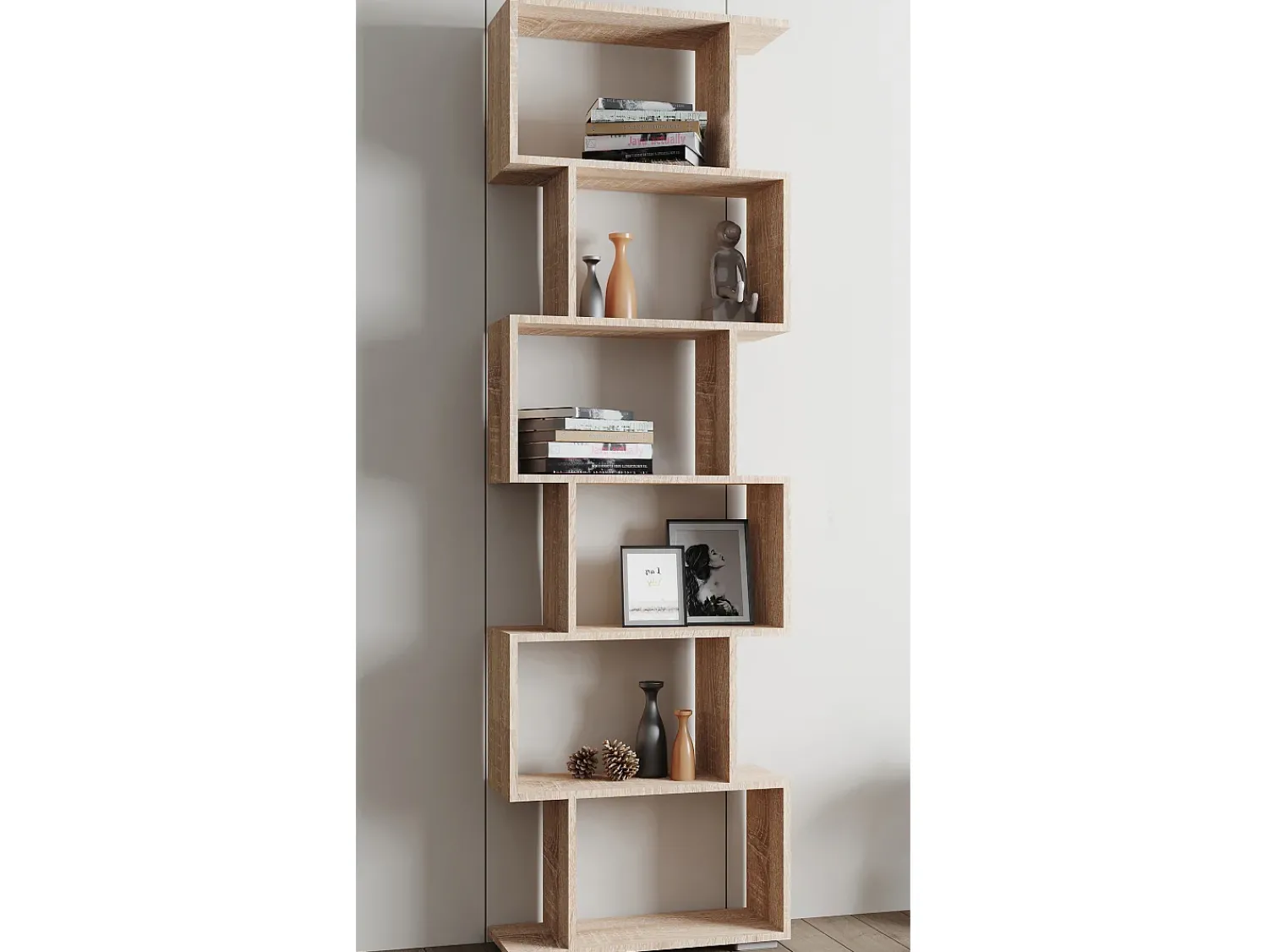 Prateleira*VCM Wood Room Divider Stand Shelf Bookshelf Decoração Livros 6 compartimentos Stand Shelf Palusa L (Sonoma Oak) Multicor