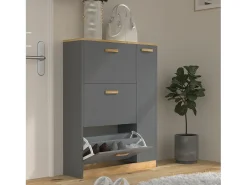 Móvel De Arrumação|Sapateira|VCM Wood Shelf Kipper Sapato Sapato Sapato Sapato Tipper 3 Flaps 1 Turning Door Halom L (Anthracite) Multicor