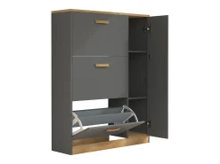 Móvel De Arrumação|Sapateira|VCM Wood Shelf Kipper Sapato Sapato Sapato Sapato Tipper 3 Flaps 1 Turning Door Halom L (Anthracite) Multicor