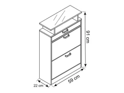 VCM Wood Shoe Cabinet | Dimensões: A. 91 x L. 59 x P. 22 cm | 2 flaps | gaveta estreita | prateleira prática - Sipos M (Sonoma oak (Sägerau))^ Móvel De Arrumação|Sapateira