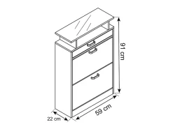 VCM Wood Shoe Cabinet | Dimensões: A. 91 x L. 59 x P. 22 cm | 2 flaps | gaveta estreita | prateleira prática - Sipos M (Sonoma oak (Sägerau))^ Móvel De Arrumação|Sapateira