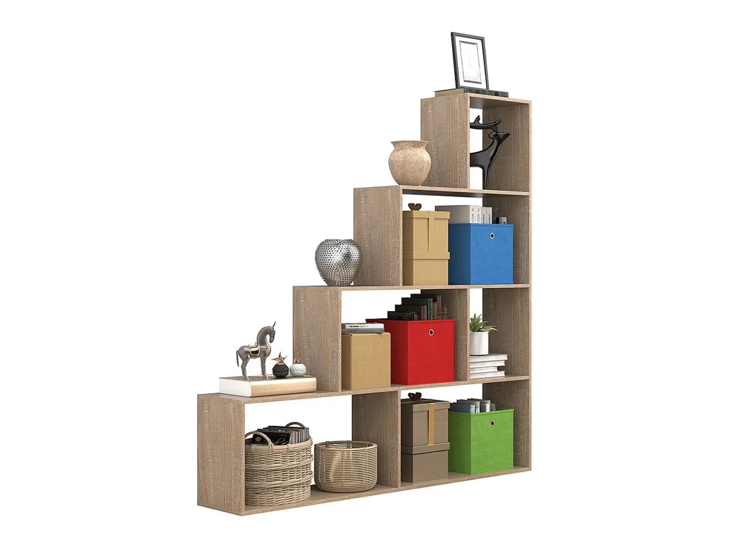 VCM Wood Stand Stair Shelf Stepped Shelf Shelf Room Divider Bookshelf Dubila L (Sonoma Oak)^ Prateleira
