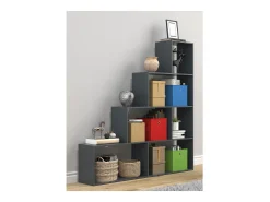 Outlet VCM Wood Stand Stair Shelf Stepped Shelf Shelf Room Divider Bookshelf Dubila L (Anthracite) Multicor