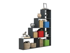 Outlet VCM Wood Stand Stair Shelf Stepped Shelf Shelf Room Divider Bookshelf Dubila L (Anthracite) Multicor