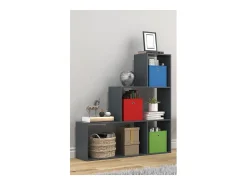 Prateleira*VCM Wood Stand Stair Shelf Stepped Shelf Shelf Room Divider Bookshelf Dubila M (Anthracite) Multicor