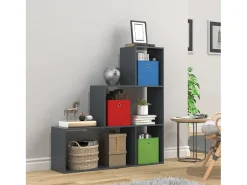Prateleira*VCM Wood Stand Stair Shelf Stepped Shelf Shelf Room Divider Bookshelf Dubila M (Anthracite) Multicor
