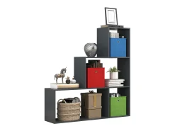 Prateleira*VCM Wood Stand Stair Shelf Stepped Shelf Shelf Room Divider Bookshelf Dubila M (Anthracite) Multicor