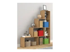 VCM Wood Stand Stair Shelf Stepped Shelf Shelf Room Divider Bookshelf Dubila L (Beech)^ Prateleira