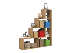 VCM Wood Stand Stair Shelf Stepped Shelf Shelf Room Divider Bookshelf Dubila L (Beech)^ Prateleira