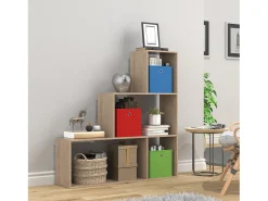Prateleira*VCM Wood Stand Stair Shelf Stepped Shelf Shelf Room Divider Bookshelf Dubila M (Sonoma Oak) Multicor