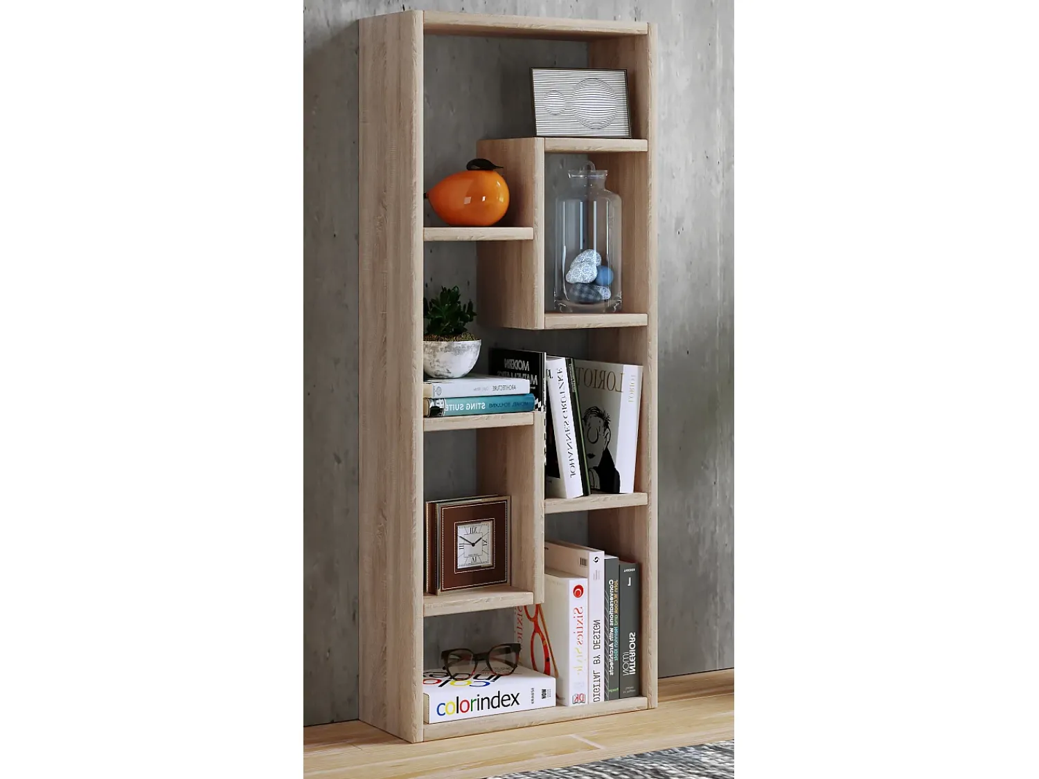 Prateleira|VCM Wood Storage | Bookcase | Dimensões A. 92 x L. 36 x P. 15 cm | Prateleira de mídia | divisória de quarto chique | Prateleira de suporte - Vilo (carvalho mel) Multicor