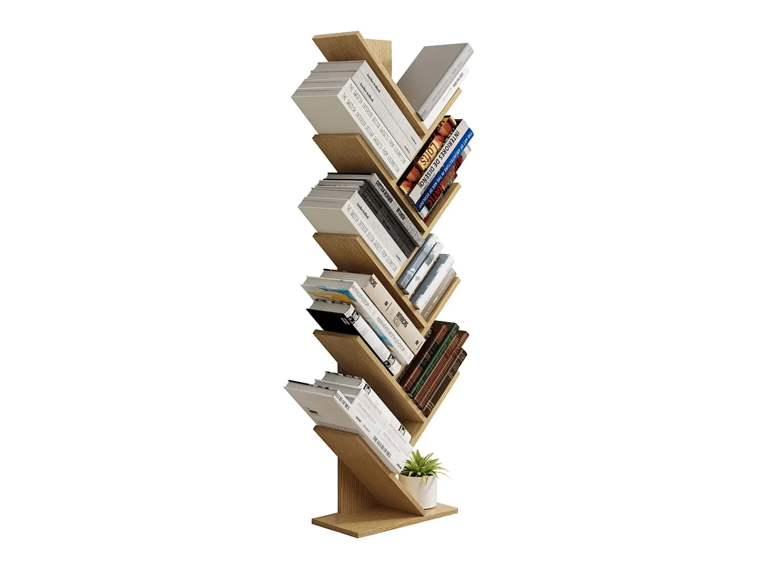 Acessórios De Arrumação|VCM Wood Storage Stand Shelf Bookshelf Decoração Livros Stand Shelf Nulis XL (Honey Oak) Castanho