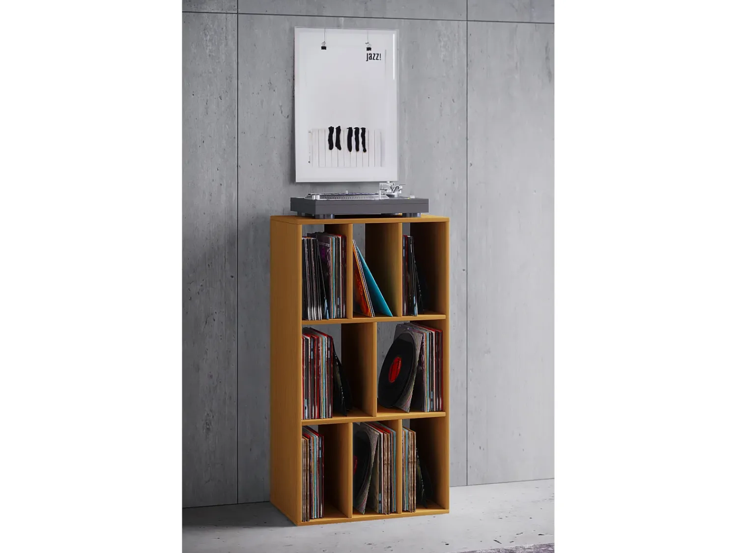Prateleira*VCM Wooden Record Shelf | Divisor de Sala | Dimensões A. 120 x L. 60 x P. 40 cm | Prateleira de Mídia - Schalino (Beech) Multicor