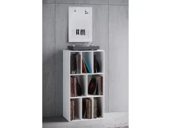 VCM Wooden Record Shelf | Divisor de Sala | Dimensões A. 120 x L. 60 x P. 40 cm | Prateleira de Mídia - Schalino (Branco)^ Prateleira