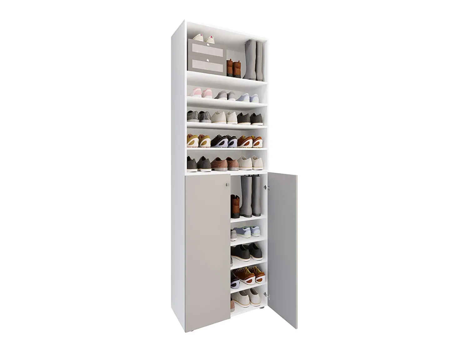 VCM XL Madeira Grande Sapato Gabinete Prateleira Grandes Botas BoardFurniture Lona 10 Compartimentos (Branco / Cinza)^ Móvel De Arrumação|Sapateira
