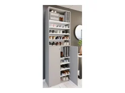 VCM XL Madeira Grande Sapato Gabinete Prateleira Grandes Botas BoardFurniture Lona 10 Compartimentos (Cinza)^ Móvel De Arrumação|Sapateira