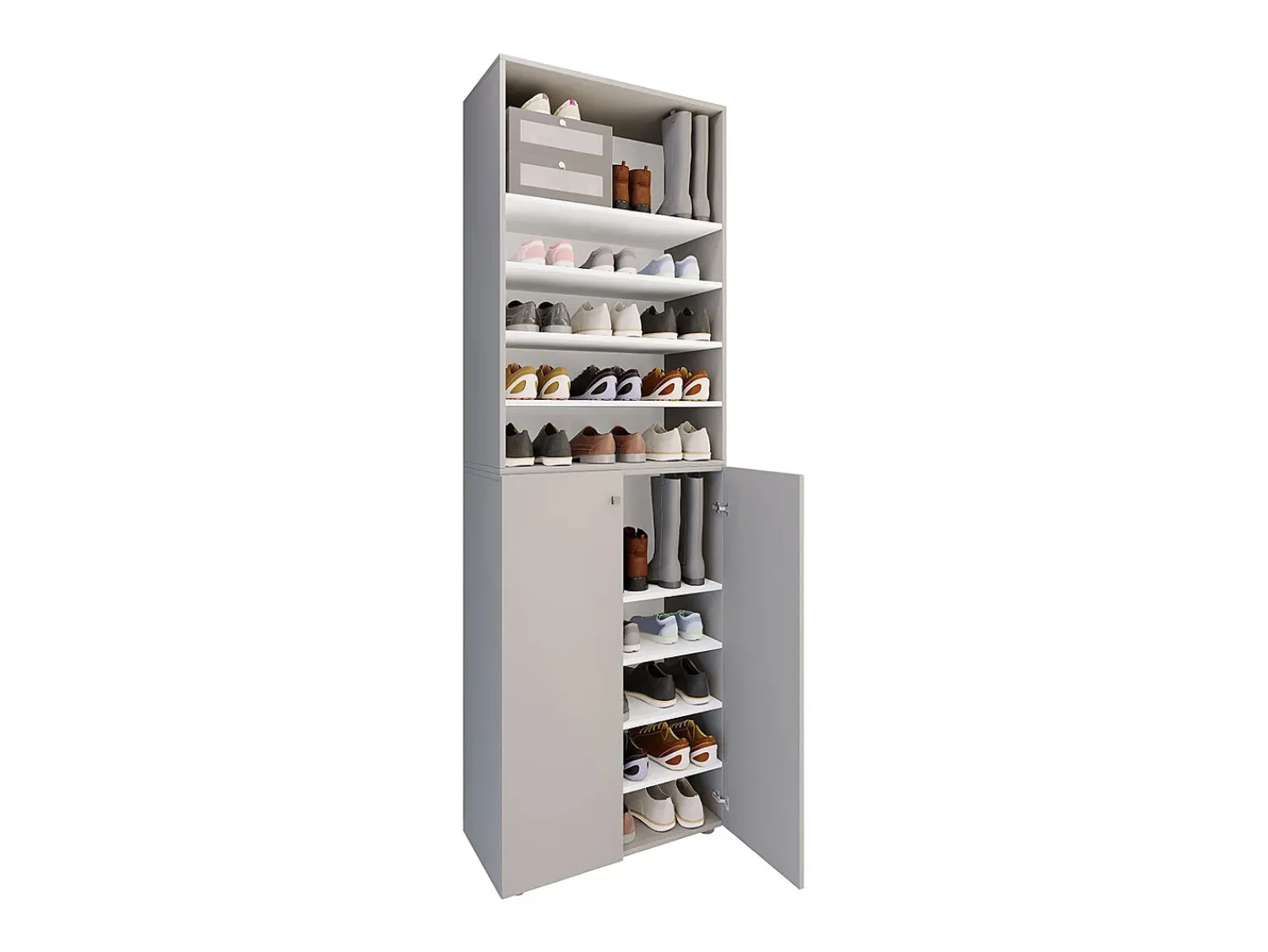 VCM XL Madeira Grande Sapato Gabinete Prateleira Grandes Botas BoardFurniture Lona 10 Compartimentos (Cinza)^ Móvel De Arrumação|Sapateira