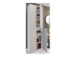 Sale VCM XL Madeira Grande Sapato Gabinete Prateleira Botas Grandes BoardFurniture Lona 6 Compartments Turning Doors (Branco / Cinza) Multicor