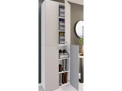 Sale VCM XL Madeira Grande Sapato Gabinete Prateleira Botas Grandes BoardFurniture Lona 6 Compartments Turning Doors (Branco / Cinza) Multicor