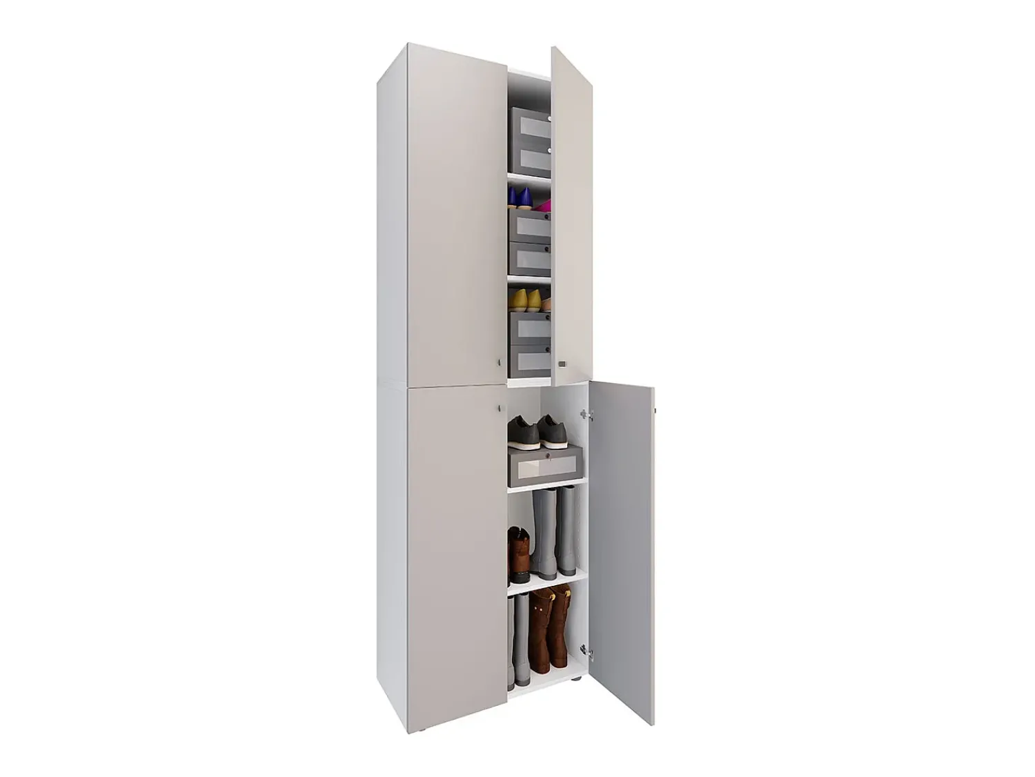 Sale VCM XL Madeira Grande Sapato Gabinete Prateleira Botas Grandes BoardFurniture Lona 6 Compartments Turning Doors (Branco / Cinza) Multicor