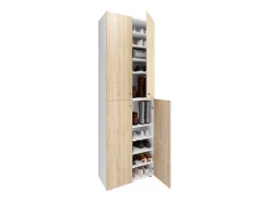 VCM XL Madeira Grande Sapato Gabinete Prateleira Grande Boots Boardcase Mobiliário Lona 10 Compartimentos Turning Doors (Branco / Sonoma Oak)^ Móvel De Arrumação|Sapateira
