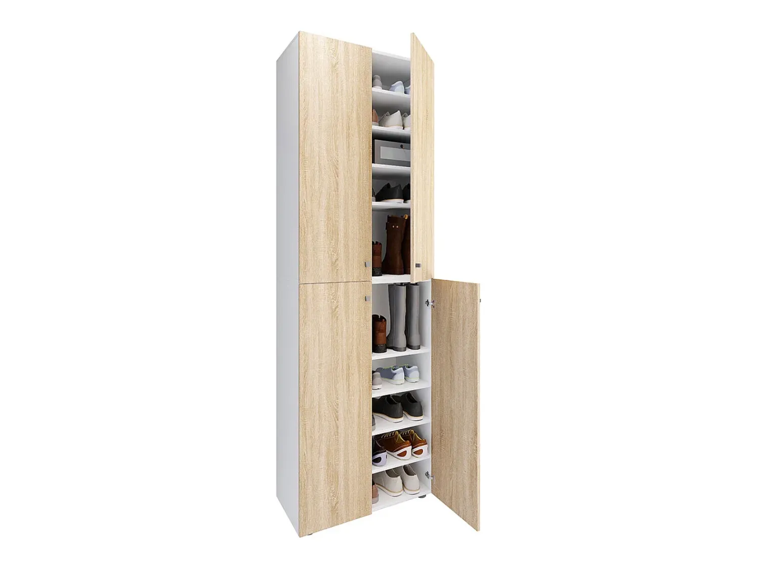 VCM XL Madeira Grande Sapato Gabinete Prateleira Grande Boots Boardcase Mobiliário Lona 10 Compartimentos Turning Doors (Branco / Sonoma Oak)^ Móvel De Arrumação|Sapateira