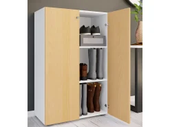 Móvel De Arrumação|Sapateira*VCM XL Madeira Grande Sapato Armário Sapato Rack Botas Grandes Mobiliário de Piso Lona 3 Compartimentos (Branco / Faia) Multicor