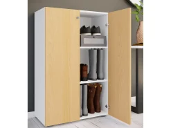 Móvel De Arrumação|Sapateira*VCM XL Madeira Grande Sapato Armário Sapato Rack Botas Grandes Mobiliário de Piso Lona 3 Compartimentos (Branco / Faia) Multicor