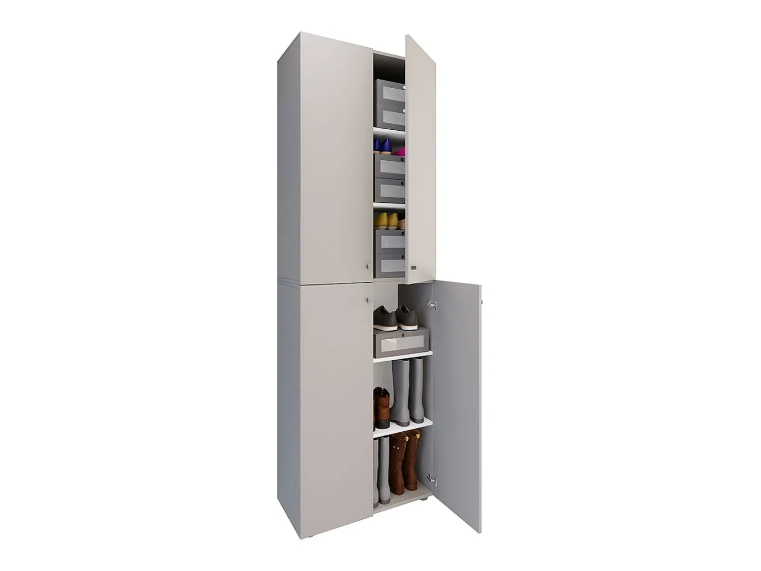 Móvel De Arrumação|Sapateira*VCM XL Madeira Grande Sapato Gabinete Prateleira Grandes Botas Mobiliário de Piso Lona 6 Compartimentos Turning Doors (Cinza) Multicor