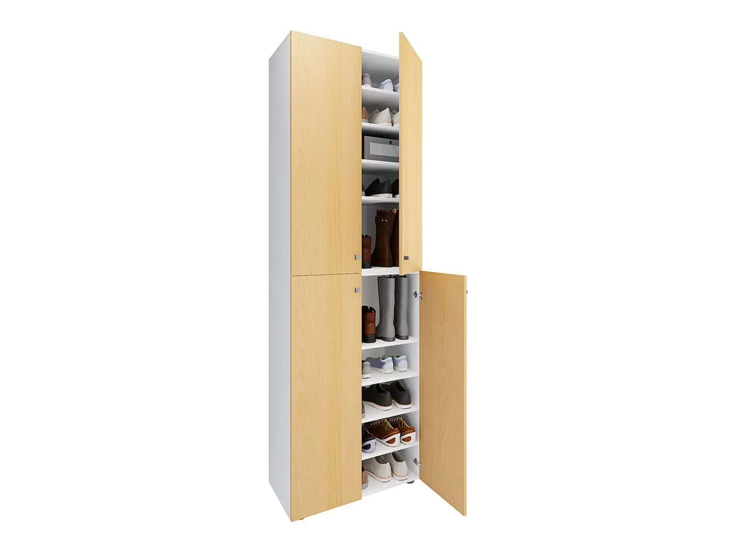 Hot VCM XL Madeira Grande Sapato Gabinete Prateleira Grande Botas Boardcase Mobiliário Lona 10 Compartimentos Turning Doors (Branco / Faia) Multicor