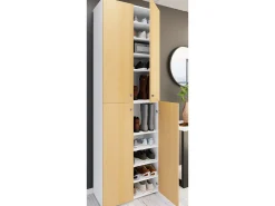 Hot VCM XL Madeira Grande Sapato Gabinete Prateleira Grande Botas Boardcase Mobiliário Lona 10 Compartimentos Turning Doors (Branco / Faia) Multicor