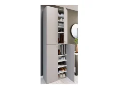 Discount VCM XL Madeira Grande Sapato Gabinete Prateleira Botas Grandes BoardFurniture Lona 10 Compartments Turning Doors (Cinza) Multicor