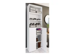 Online VCM XL Madeira Grande Sapato Gabinete Prateleira Grandes Botas Piso Mobília Lona 6 Compartimentos (Branco) Multicor