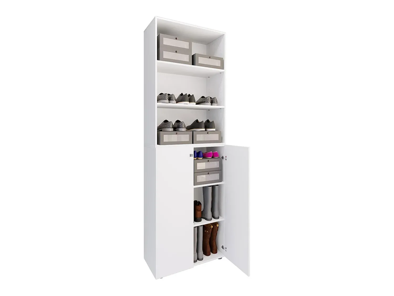 Online VCM XL Madeira Grande Sapato Gabinete Prateleira Grandes Botas Piso Mobília Lona 6 Compartimentos (Branco) Multicor