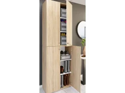 VCM XL Madeira Grande Sapato Armário Prateleira Grandes Botas Mobiliário de Piso Lona 6 Compartimentos Turning Doors (Sonoma Oak)^ Móvel De Arrumação|Sapateira