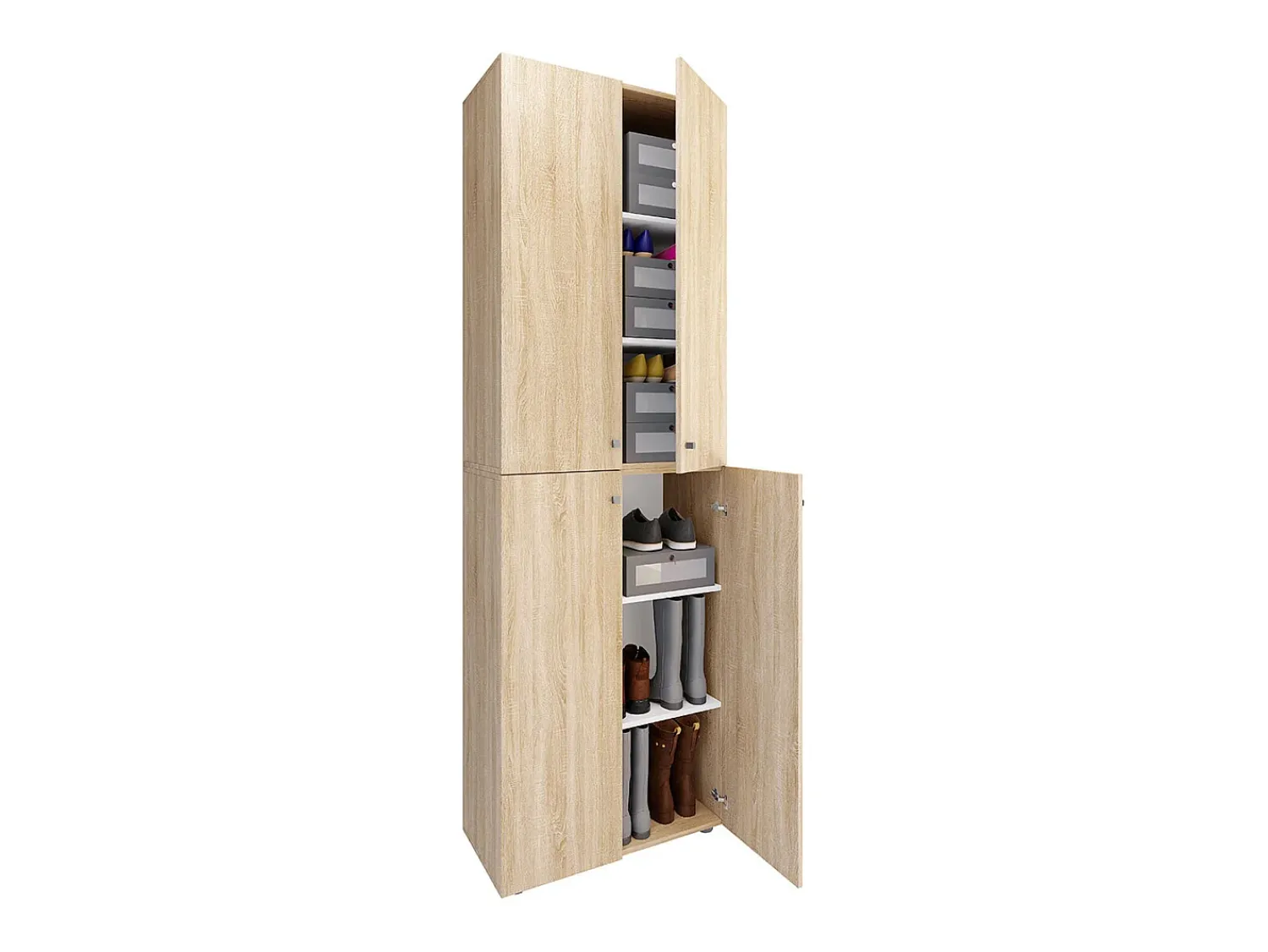 VCM XL Madeira Grande Sapato Armário Prateleira Grandes Botas Mobiliário de Piso Lona 6 Compartimentos Turning Doors (Sonoma Oak)^ Móvel De Arrumação|Sapateira