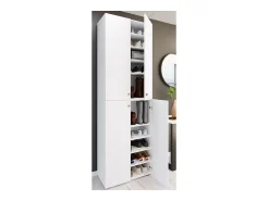 VCM XL Madeira Grande Sapato Gabinete Prateleira Botas Grandes BoardFurniture Lona 10 Compartments Turning Doors (Branco)^ Móvel De Arrumação|Sapateira