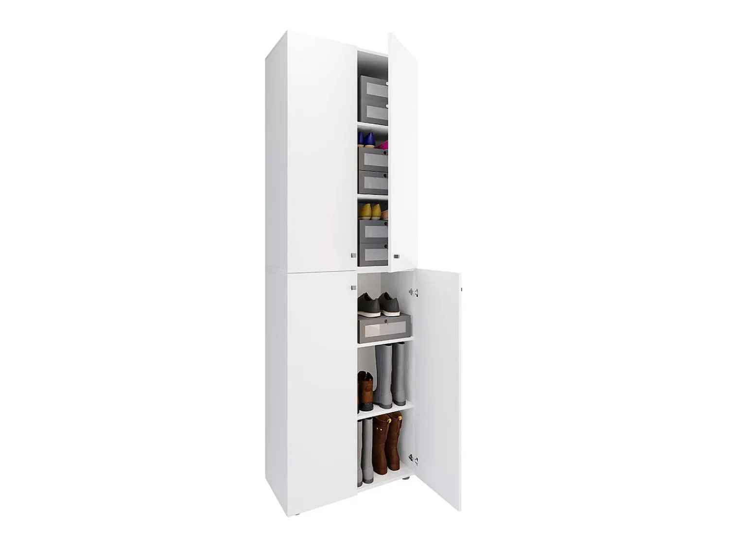 Discount VCM XL Madeira Grande Sapato Armário Sapato Rack Botas Grandes Mobiliário de Piso Lona 6 Compartimentos Turning Doors (Branco) Multicor
