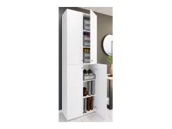 Discount VCM XL Madeira Grande Sapato Armário Sapato Rack Botas Grandes Mobiliário de Piso Lona 6 Compartimentos Turning Doors (Branco) Multicor