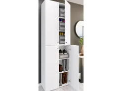 Discount VCM XL Madeira Grande Sapato Armário Sapato Rack Botas Grandes Mobiliário de Piso Lona 6 Compartimentos Turning Doors (Branco) Multicor