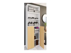 Móvel De Arrumação|Sapateira*VCM XL Madeira Grande Sapato Armário Sapato Rack Botas Grandes Mobiliário de Piso Lona 6 Compartimentos (Branco / Faia) Multicor