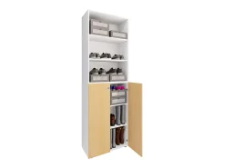 Móvel De Arrumação|Sapateira*VCM XL Madeira Grande Sapato Armário Sapato Rack Botas Grandes Mobiliário de Piso Lona 6 Compartimentos (Branco / Faia) Multicor