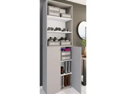 Outlet VCM XL Madeira Grande Sapato Armário Sapato Rack Botas Grandes Mobiliário de Piso Lona 6 Compartimentos (Branco / Cinza) Multicor