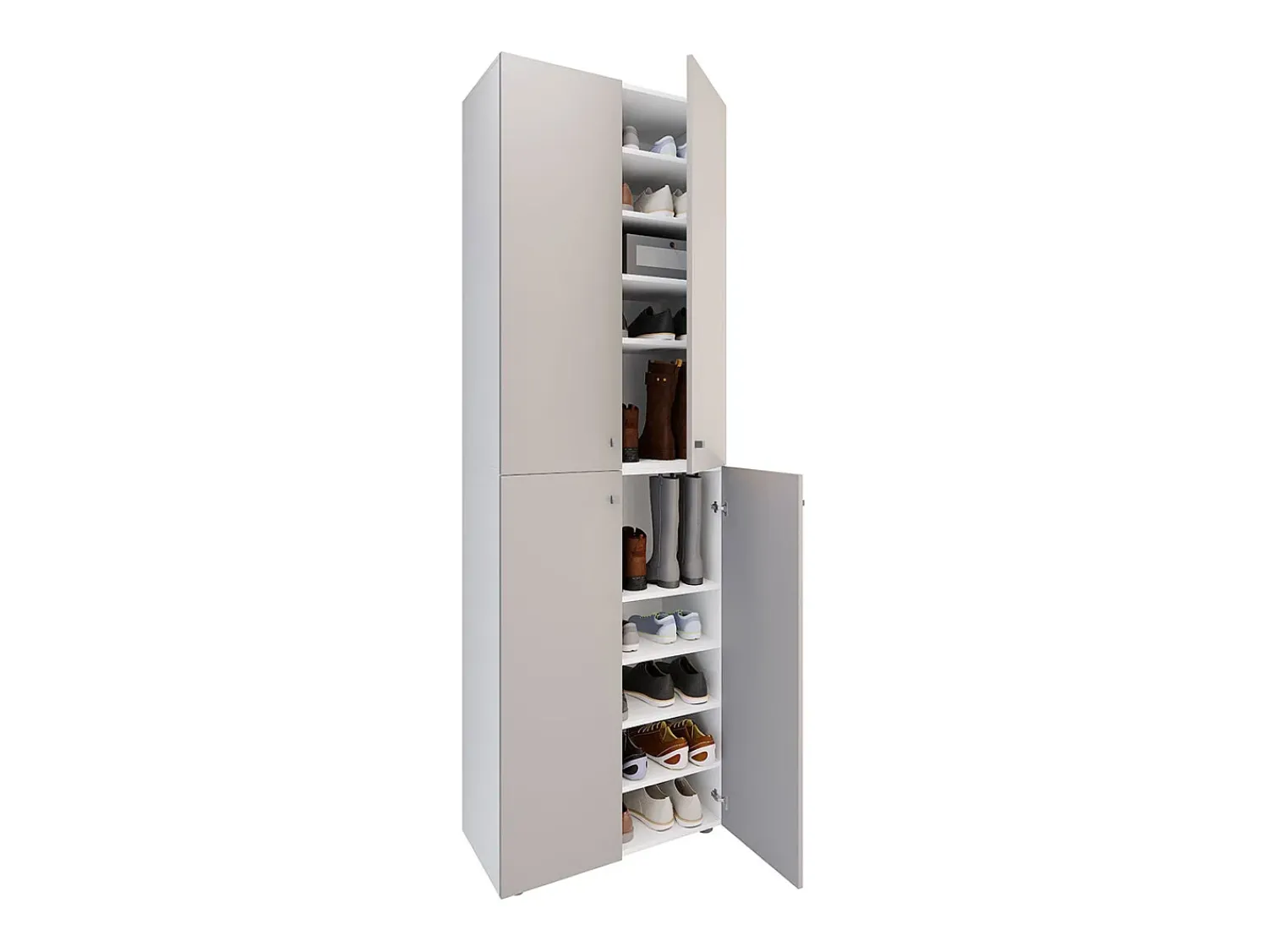 Discount VCM XL Madeira Grande Sapato Gabinete Prateleira Botas Grandes BoardFurniture Lona 10 Compartments Turning Doors (Branco / Cinza) Multicor