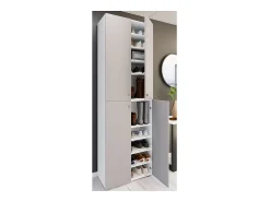 Discount VCM XL Madeira Grande Sapato Gabinete Prateleira Botas Grandes BoardFurniture Lona 10 Compartments Turning Doors (Branco / Cinza) Multicor