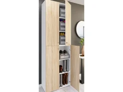 Móvel De Arrumação|Sapateira|VCM XL Madeira Grande Sapato Armário Prateleira Grandes Botas Mobiliário de Piso Lona 6 Compartimentos Turning Doors (Branco / Sonoma Carvalho) Multicor